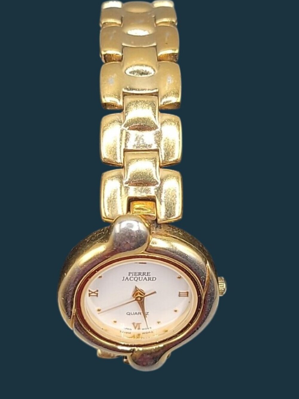 Pierre Jacquard Vintage Women's Watch 25.2mm White Dial Gold Tone 7" Flex Band - Picture 2 of 13